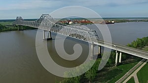 Veterans Memorial Bridge Gramercy Bridge in Louisiana, Mississippi River in Background XVII
