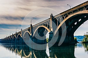 The Veterans Memorial Bridge reflecting in the Susquehanna River