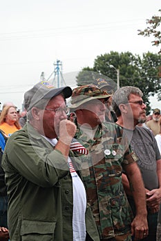 Veterans tear up at Save Our Cross Rally, Knoxville, Iowa