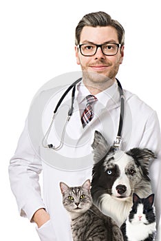 Veterinarian with animals