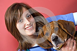 Veterinarian with a Beagle