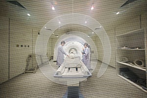 Veterinarian doctor working in MRI room