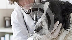 The veterinarian and dog. AI generated