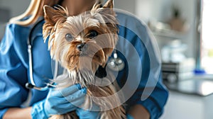 The veterinarian and the dog. AI generated