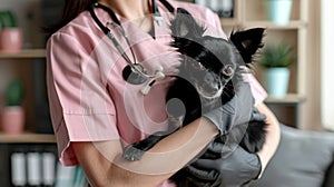 The veterinarian and the dog. AI generated