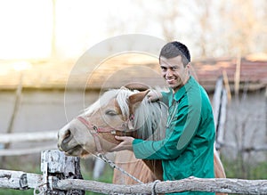 Veterinarian with horse