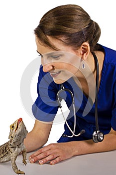 Veterinarian with a reptile