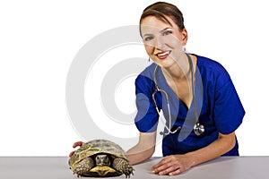 Veterinarian with a reptile