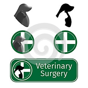 Veterinarian or veterinary surgery logo icon