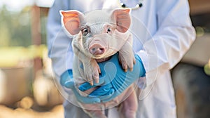 The veterinarian with piglet.AI generated image