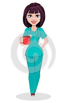 Veterinarian woman. Cute cartoon character