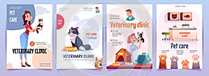 Veterinary clinic banners set. Vet service posters