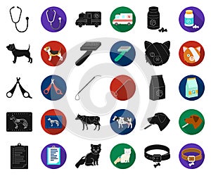 Veterinary clinic black,flat icons in set collection for design. Treatment of a pet vector symbol stock web illustration
