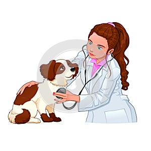 Veterinary with dog.