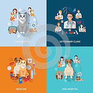 Veterinary Flat Set vector design illustration