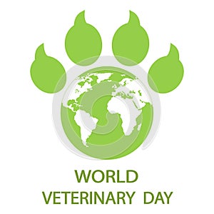 Veterinary medicine illustration. Green animal paw with earth