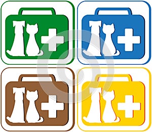 Veterinary symbol with portfolio and pet dog with