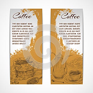 Vetical retro coffe set banners