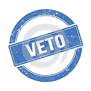 VETO text on blue grungy round stamp