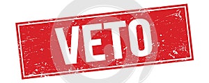 VETO text on red grungy rectangle stamp