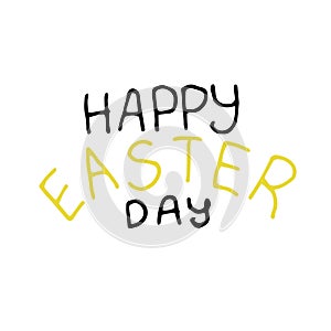 Vetor fhrase `Happy easter day`, black and gold lettering isolated on the white background, hand drawning