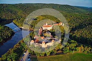 Veveri castle, Bystrc district, Brno, Czech republic. Aerial shot