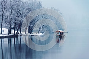 Vew of Bled lake in the morning, Slovenia