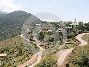 Vew of Naddi village himachal pradesh india on a sunny day