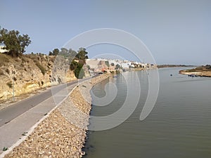 Vew of Oum rabie river, pattern rocks , Morocco