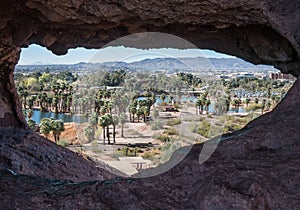 Vew of Scottsdale through Hole in the Rock photo