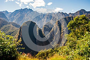 Vew of the Urubamba River and Putucusi Mountain from Machu Picchu. photo