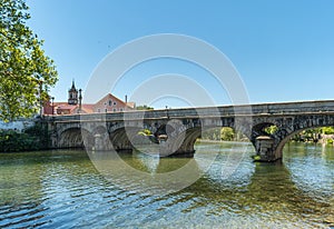 Vez river and village of Arcos de Valdevez, Viana do Castelo in Minho, Portugal