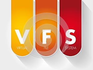 VFS - Virtual File System acronym, technology concept background