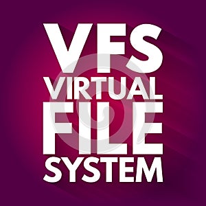 VFS - Virtual File System acronym, technology concept background