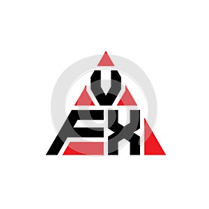 VFX triangle letter logo design with triangle shape. VFX triangle logo design monogram. VFX triangle vector logo template with red