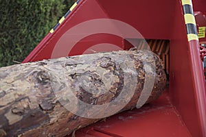 vg with wooden log used for garden mulching