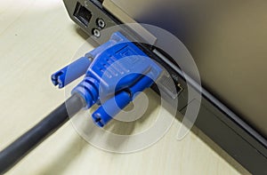 VGA cable connected to laptop