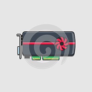 Flat Illustration vector graphic of vga card gpu