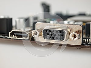 VGA connector is a 15-pin subminiature analog connector for connecting monitors according to the standard of the VGA video interfa