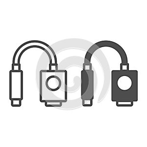 VGA HDMI adapter line and solid icon, TV accessories concept, VGA HDMI convector vector sign on white background