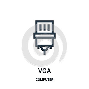 vga icon vector from computer collection. Thin line vga outline icon vector illustration
