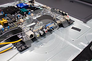 The VGA input connectors of smart TV, The high definition television input panel.