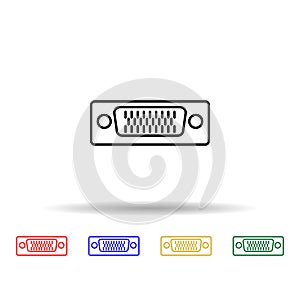 VGA port multi color style icon. Simple thin line, outline vector of computer parts icons for ui and ux, website or mobile