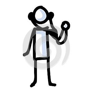 VHand Drawn Stick Figure Doctor with Stethoscope. Concept Health Care Medical Hospital. Simple Icon Motif for Hurt Treatement,