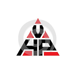 VHP triangle letter logo design with triangle shape. VHP triangle logo design monogram. VHP triangle vector logo template with red