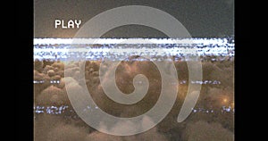 Vhs glitch effect against clouds in the sky