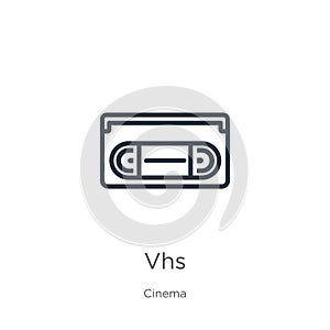 Vhs icon. Thin linear vhs outline icon isolated on white background from cinema collection. Line vector vhs sign, symbol for web