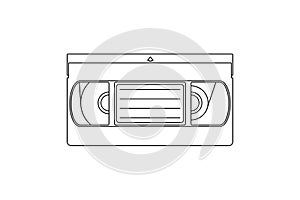 VHS tape black line icon. Vector illustration isolated on white background