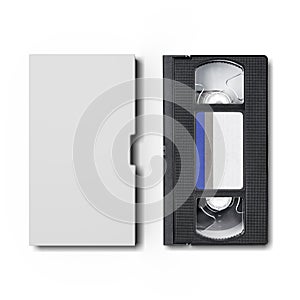 VHS video cassette with blank cover isolated on white