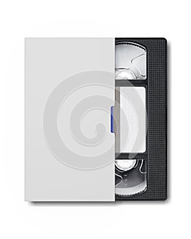 VHS video tape with blank cover isolated on white background